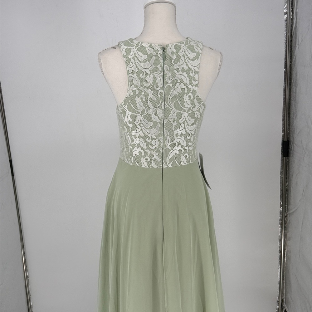NWT Azazie Kate Bridesmaid Dress Lace Bodice‎ Formal Gown Dusty Sage A8 - Picture 12 of 15